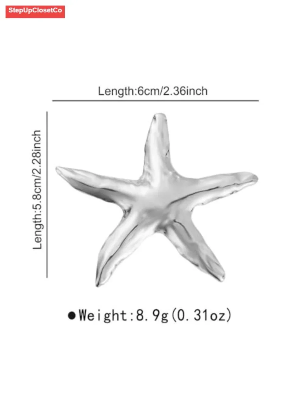 Starfish Brooch Pin for Women Gold Plated Stainless Steel Sea Marine Brooch